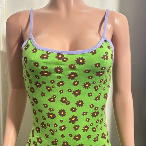 NWT THE RAGGED PRIEST Women’s Green Daisy Print Mini Dress - Picture 7 of 16